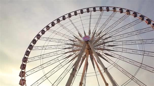 Observation wheel in Paris at day time — Stock Video