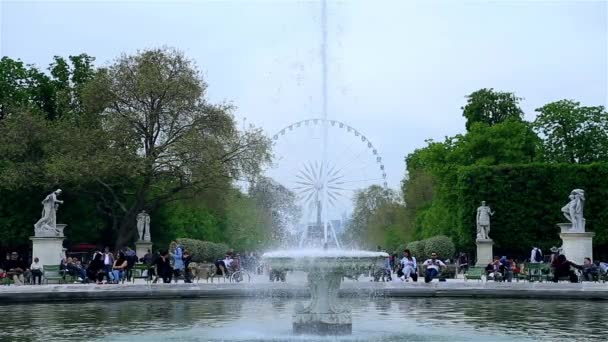 Stream from the fountain in Jardin des Tuileries in Paris — Stock Video