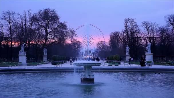 Fontanna w parku Jardin des Tuileries w Paryżu — Wideo stockowe