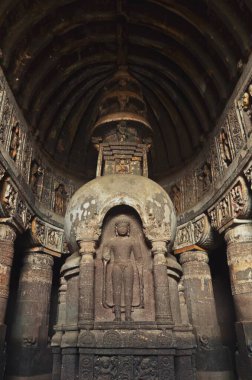 Adayta Mağaraları 'ndaki oymalar Unesco Dünya Mirasları Bölgesi Mumbai, Mihracat, Hindistan