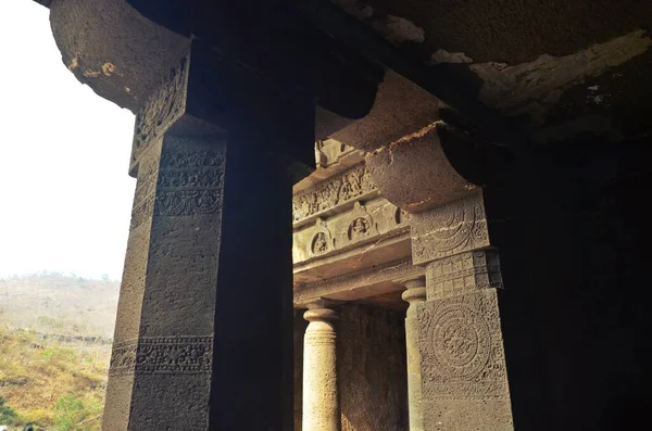 Γλυπτά Σπήλαια Ajanta Της Unesco Μνημείο Παγκόσμιας Κληρονομιάς Στη Μουμπάη — Φωτογραφία Αρχείου