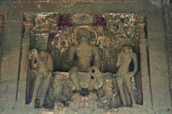Резьба Ajanta Пещеры Юнеско Объект Всемирного Наследия Мумбаи Махараштра Индия — стоковое фото