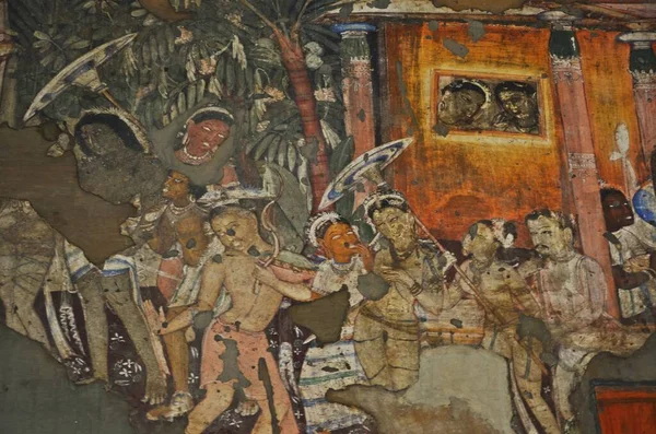 동굴에 벽화들은 마하라슈트라 동굴에 로열티 프리 스톡 사진