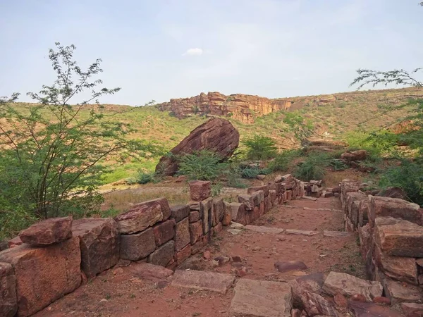 Badami Szikla Vágott Barlangok Karnataka India — Stock Fotó