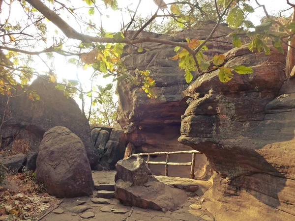 Bhimbetka Abrigos Rocha Património Unesco Distrito Bhopal Madhya Pradesh Índia — Fotografia de Stock