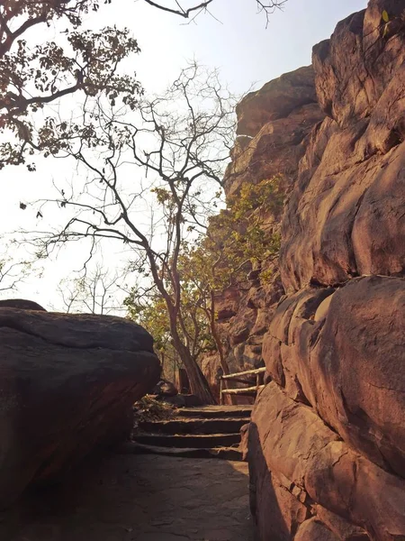 Bhimbetka Abrigos Rocha Património Unesco Distrito Bhopal Madhya Pradesh Índia — Fotografia de Stock