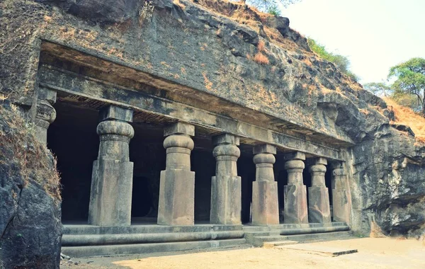 Γλυπτά Σπήλαια Elephanta Unesco Παγκόσμιας Κληρονομιάς Mumbai Maharashtra Ινδία — Φωτογραφία Αρχείου