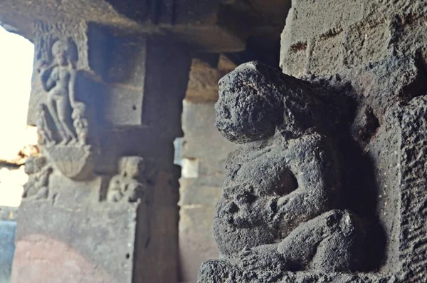 Різьблення Цехах Ellora Caves Unesco World Heritage Site Aurangabad Maharashtra — стокове фото