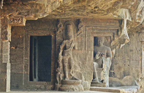 Esculpir Cavernas Ellora Unesco Património Mundial Local Aurangabad Maharashtra — Fotografia de Stock
