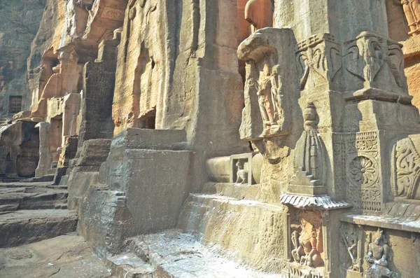 Houtsnijwerk Gopachal Parvat Jain Tempel Gwalior — Stockfoto