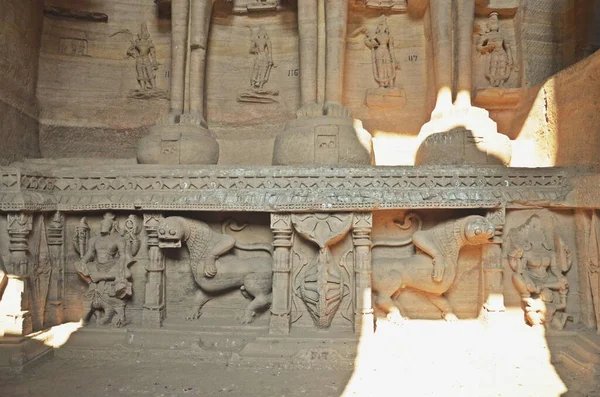 Esculturas Gopachal Parvat Jain Templo Gwalior — Fotografia de Stock
