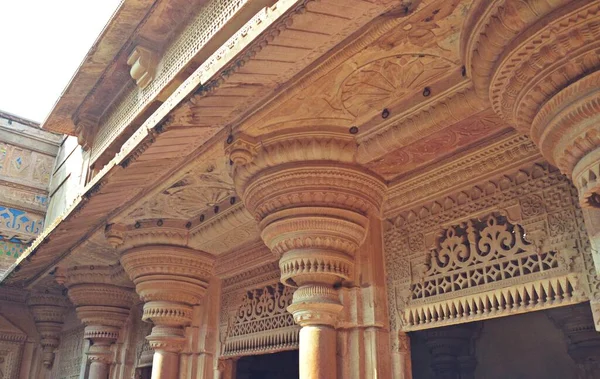 Schnitzereien Antiken Tempeln Der Festung Gwalior Madhya Pradesh Indien — Stockfoto