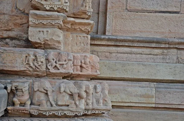 Ristningar Vid Forntida Tempel Gwalior Fort Madhya Pradesh India — Stockfoto
