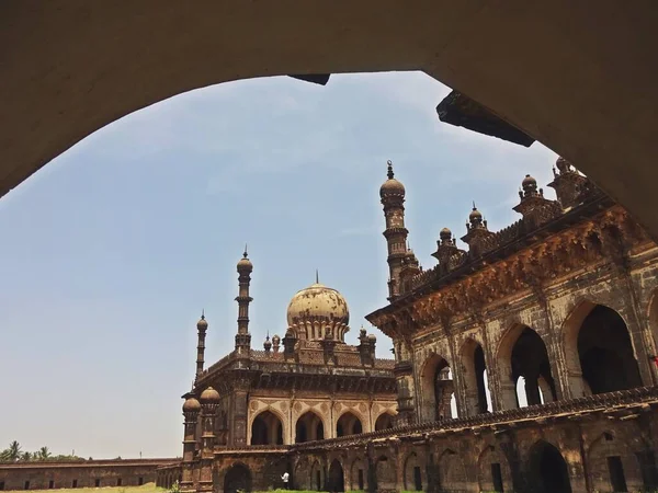 Intaglio Ibrahim Rauza Moschea Vijayapura Distretto Karnataka India — Foto Stock