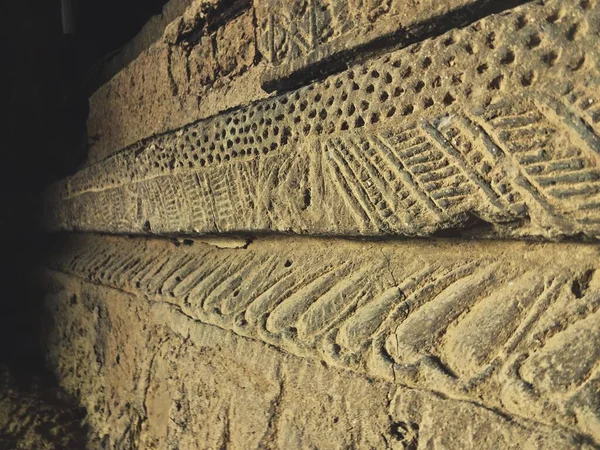 Ancient Carving Wall 1500 Years Old Buddhist Jogeshwari Caves Maharashtra — Stock Photo, Image