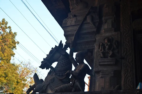 Snijden Meenakshi Amman Tempel Madurai Tamil Nadu — Stockfoto