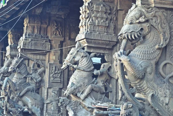 Tallando Meenakshi Amman Temple Madurai Tamil Nadu —  Fotos de Stock