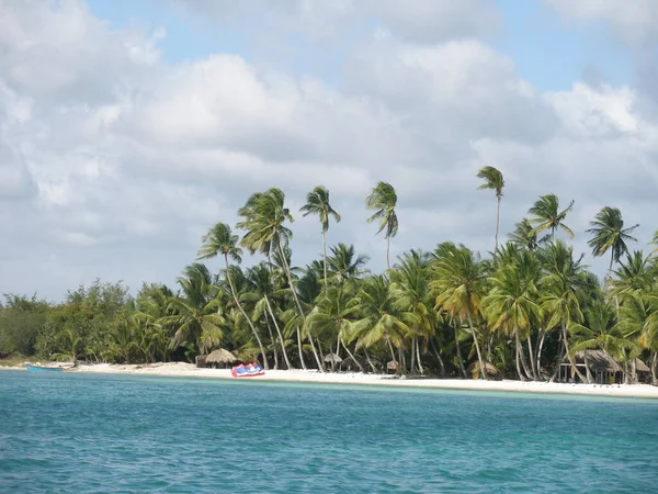 Plage Playa Palmila Depuis Hors Bord Revenant Île Saona Mer — Photo