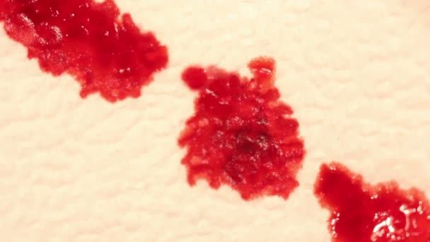 Kapky krve na ubrousek — Stock video