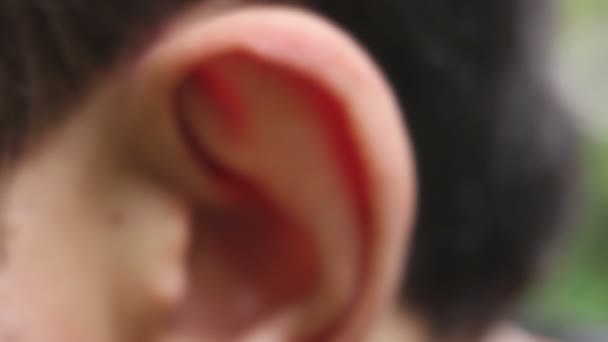 Oreja masculina cerca — Vídeo de stock