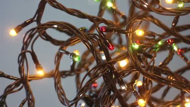 Garland with Flashing Lights — Stock Video