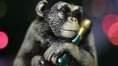 Yeni yıl maymun mum ışıkları yanıp sönen ile