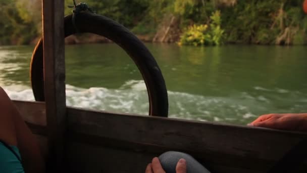 Riding in Mekong River by Boat — Stock Video