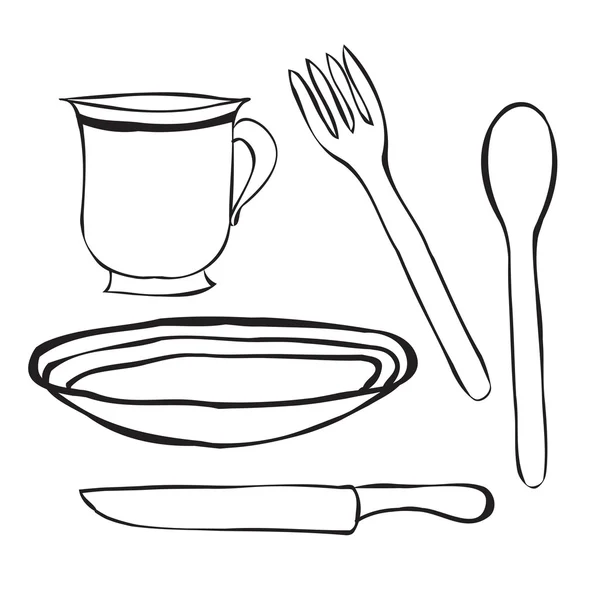 Tableware cartoon vector. — Stock Vector