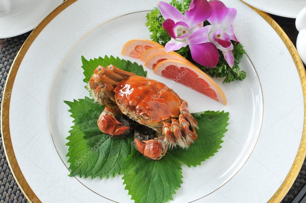 Crab  dish. crabs cuisine.