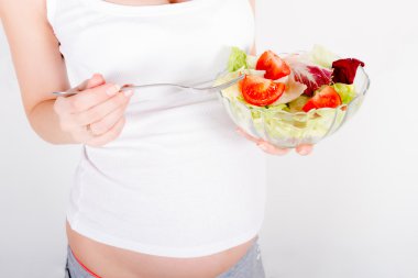 taze salata yemek genç hamile kadın