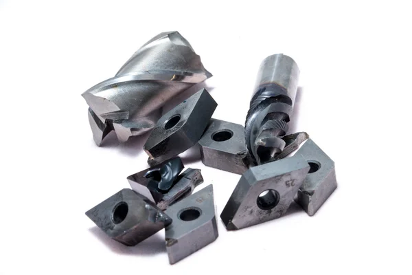 Herramientas de torno de metal roto y herramientas de molino para la industria pesada — Foto de Stock