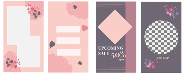 Social media story post design on aesthetic pink ,floral background