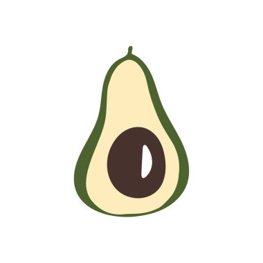 İzole edilmiş elementlerin çizimi. Logo, kart, poster vs. için Avokado vektör tasarımı. 