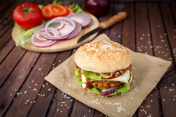 Fechar de hambúrgueres caseiros — Fotografia de Stock