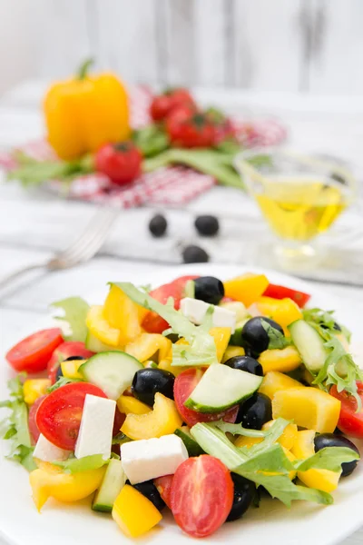 Greek salad top view — Stock Photo, Image