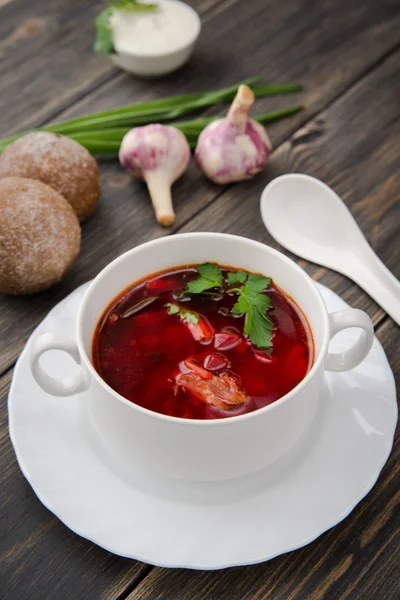 Ukrainian colorful borsch — Stock Photo, Image