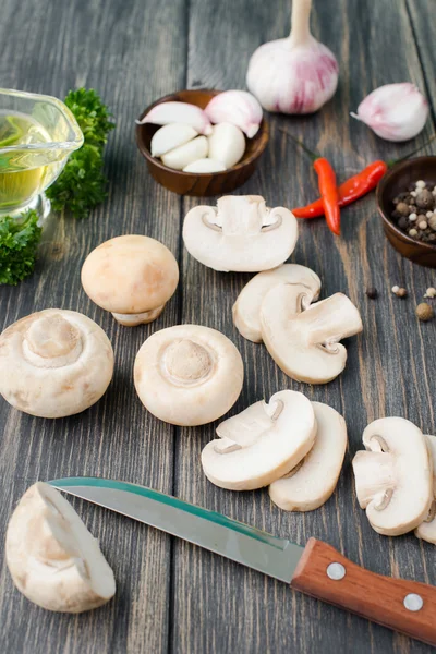 화이트 버섯 champignons — 스톡 사진