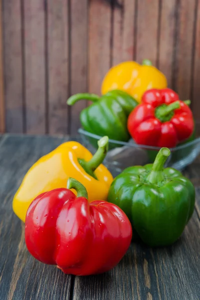 Diverse färgglada sorter av paprika Stockfoto