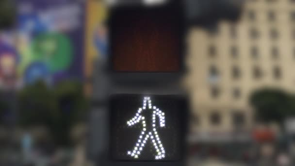 ブエノスアイレス、アルゼンチンの都市歩行者光完了信号 — ストック動画