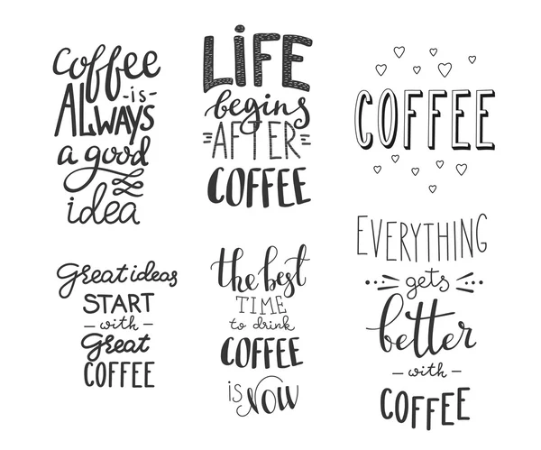 Quote coffee vector typography set — Stock Vector