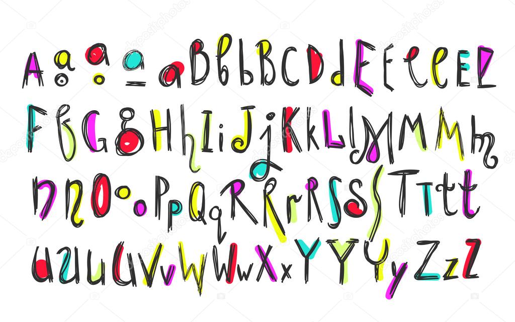 Doodle colorful kids alphabet