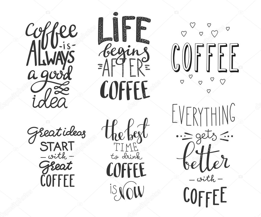 Quote coffee vector typography set