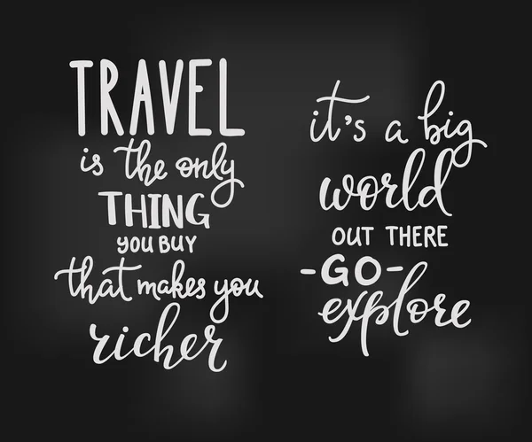 Travel inspiration quotes lettering — Stock Vector