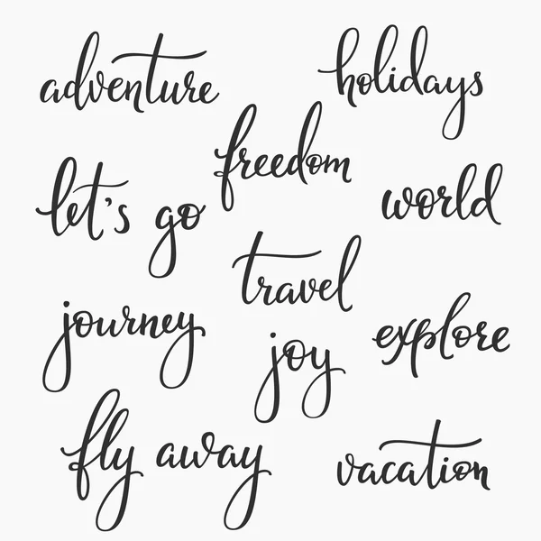 Seyahat ilham kelimeler yazı kümesi