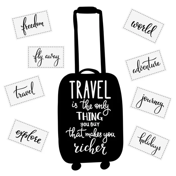 Travel inspiration quotes lettering — Stock Vector