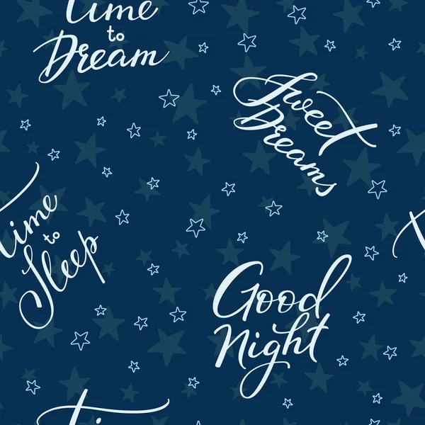 Gute Nacht Schriftzug nahtloses Muster — Stockvektor