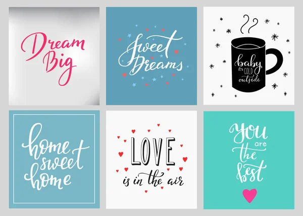 Lettering postcard quotes set — Stock Vector