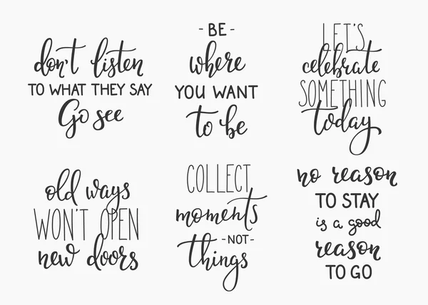 Travel life inspiration quotes lettering — Stock Vector