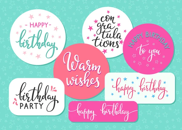 Feliz aniversário lettering sinal — Vetor de Stock