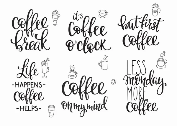 Zitat Kaffeetasse Typografie-Set — Stockvektor